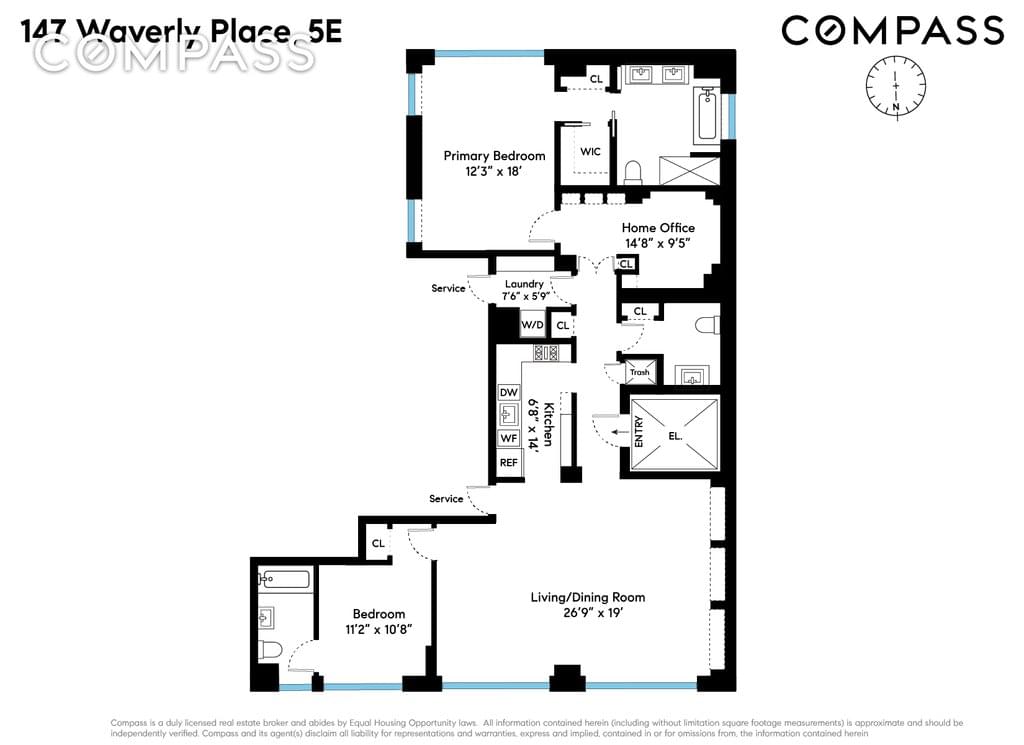Floor plan of 147 Waverly Place #5E in Manhattan, New York, NY 10014