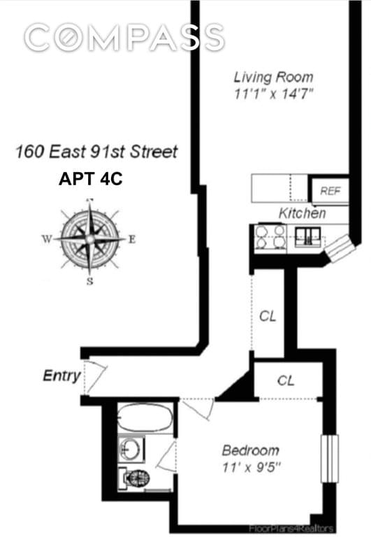 Floor plan of 160 East 91st Street #4C in Manhattan, New York, NY 10128