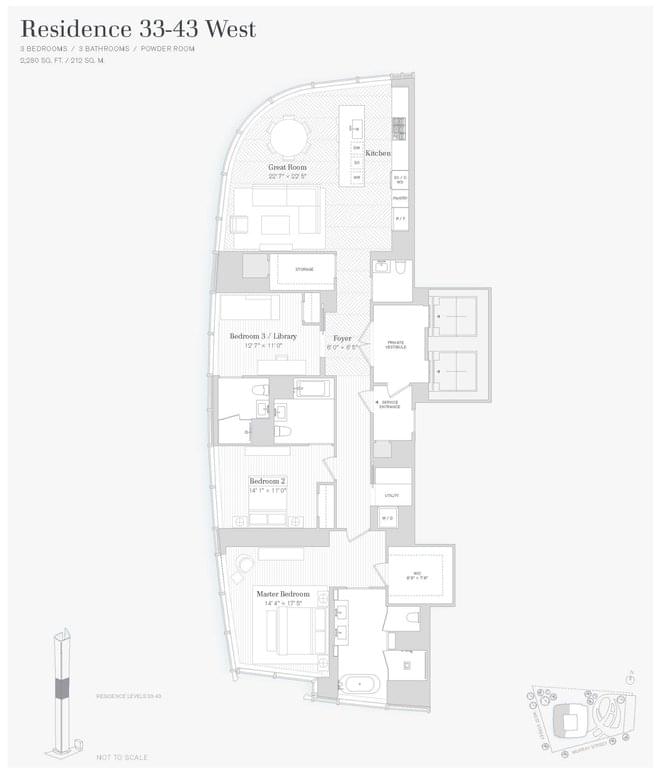 Floor plan of 111 Murray Street #38WEST in Manhattan, New York, NY 10007