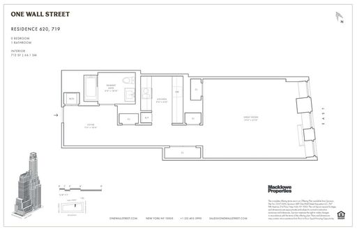 Floor plan image of 1 Wall Street #719 in Manhattan, NEW YORK, NY, 10005