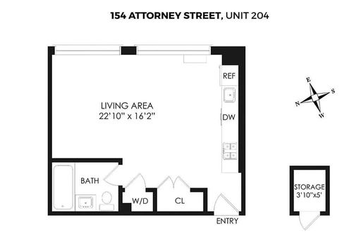 Floor plan image of 154 Attorney Street #204 in Manhattan, NEW YORK, NY, 10002