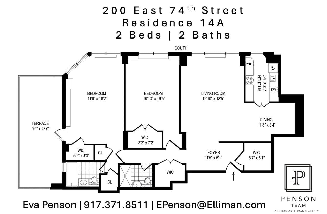 Floor plan image of 200 East 74th Street #14A in Manhattan, New York, NY, 10021