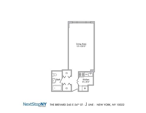 Floor plan image of 245 East 54th Street #16J in Manhattan, New York, NY, 10022