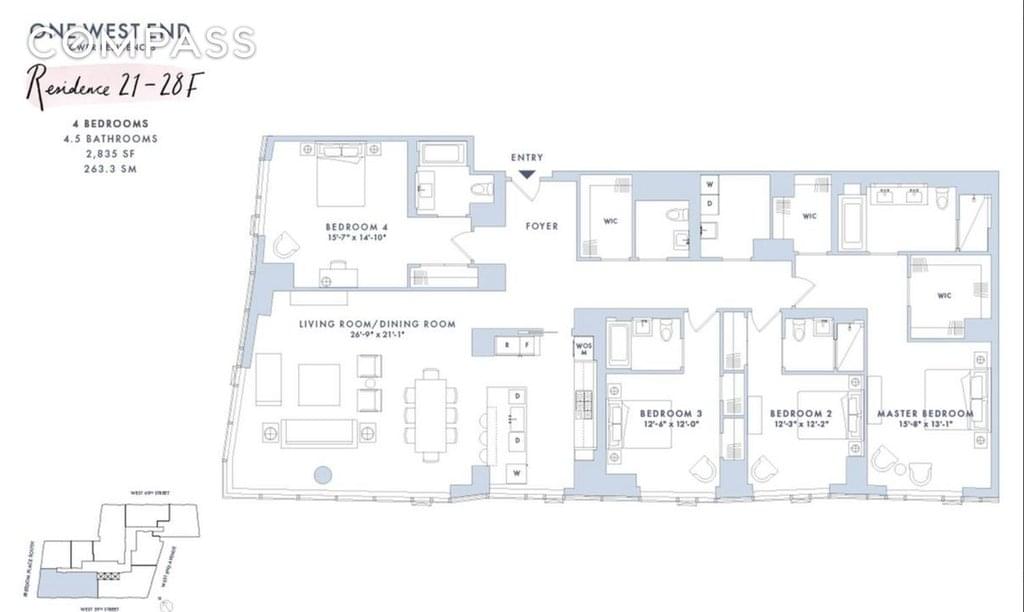 Floor plan of 1 West End Avenue #21F in Manhattan, New York, NY 10023