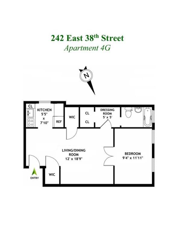 Floor plan of 242 East 38th Street #4G in Manhattan, NEW YORK, NY 10016
