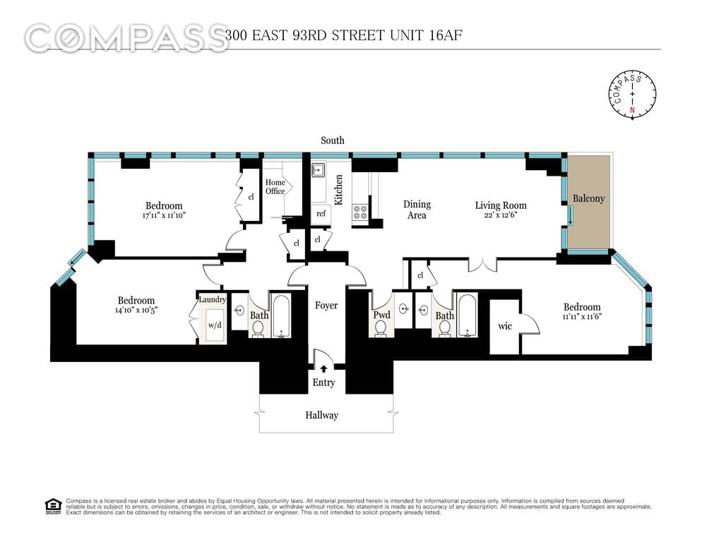 Floor plan of 300 East 93rd Street #16F in Manhattan, New York, NY 10128