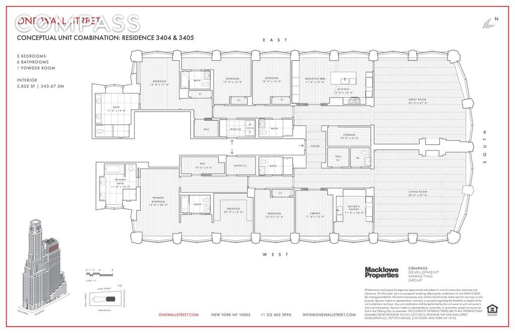 Floor plan of 1 Wall Street #3404/3405 in Manhattan, NEW YORK, NY 10005