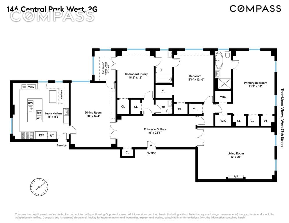 Floor plan of 145-146 Central Park West #2G in Manhattan, New York, NY 10023