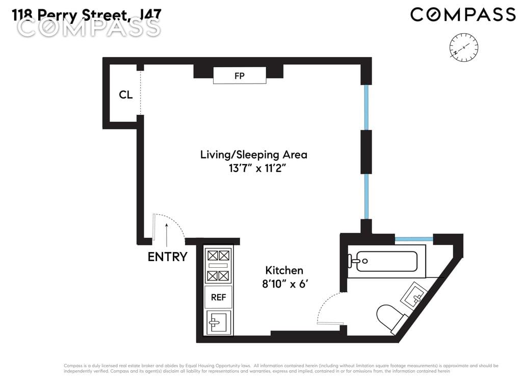 Floor plan of 118 Perry Street #J47 in Manhattan, NEW YORK, NY 10014