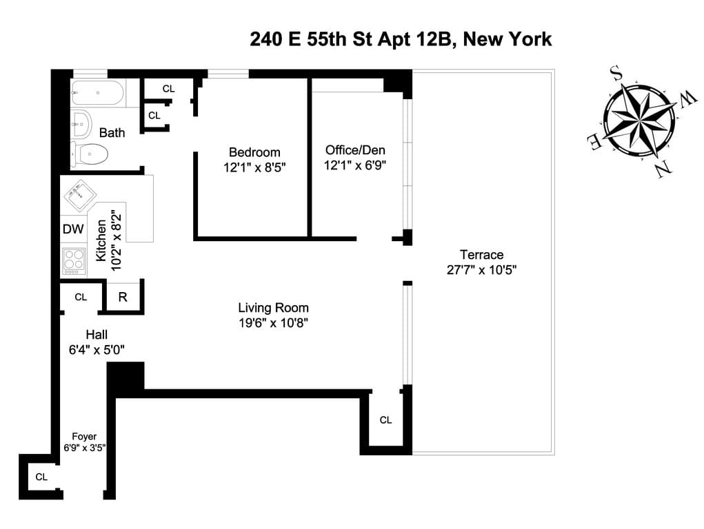 Floor plan of 240 East 55th Street #12B in Manhattan, New York, NY 10022
