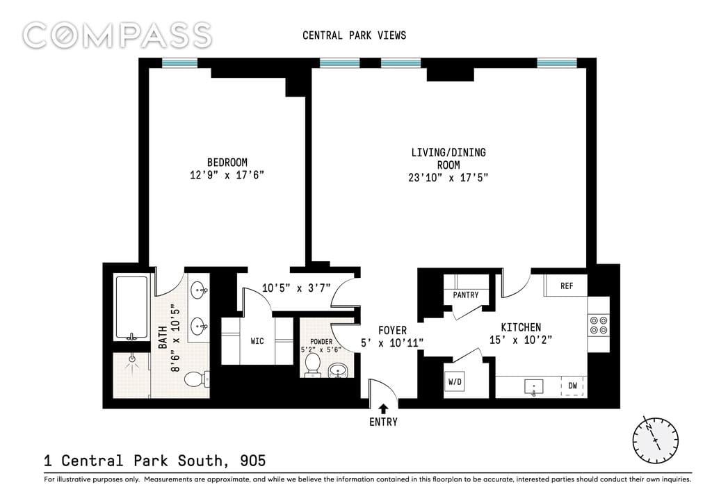 Floor plan of 1 Central Park South #905 in Manhattan, New York, NY 10019