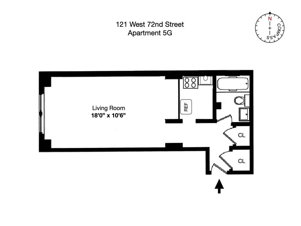 Floor plan of 121 West 72nd Street #5G in Manhattan, New York, NY 10023