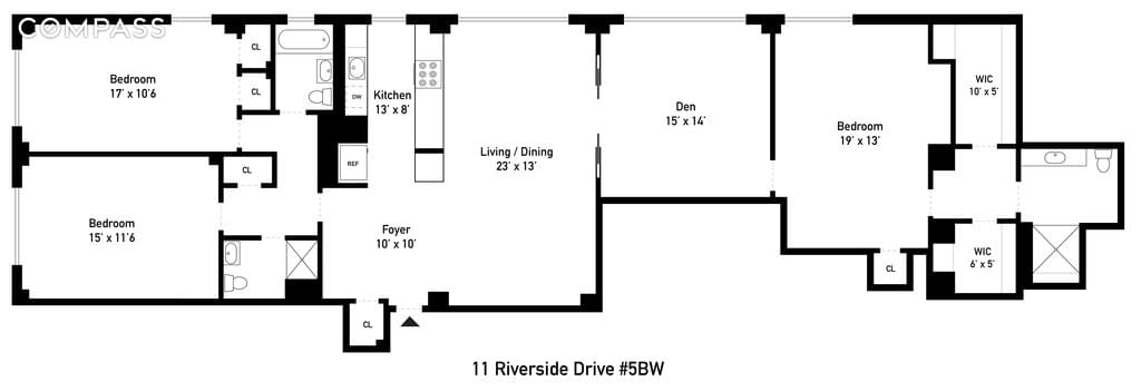 Floor plan of 11 Riverside Drive #5BW in Manhattan, New York, NY 10023