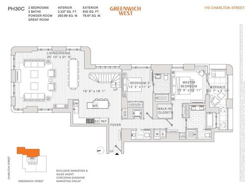 Floor plan image of 110 Charlton Street #PH30C in Manhattan, New York, NY, 10014