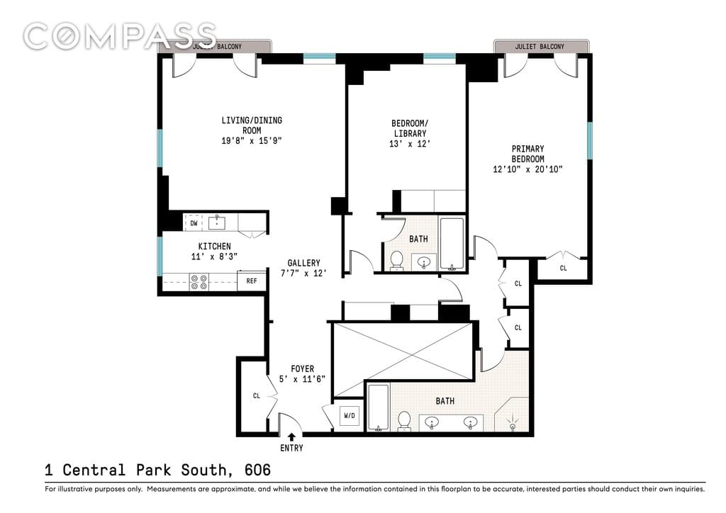 Floor plan of 1 Central Park South #606 in Manhattan, New York, NY 10019