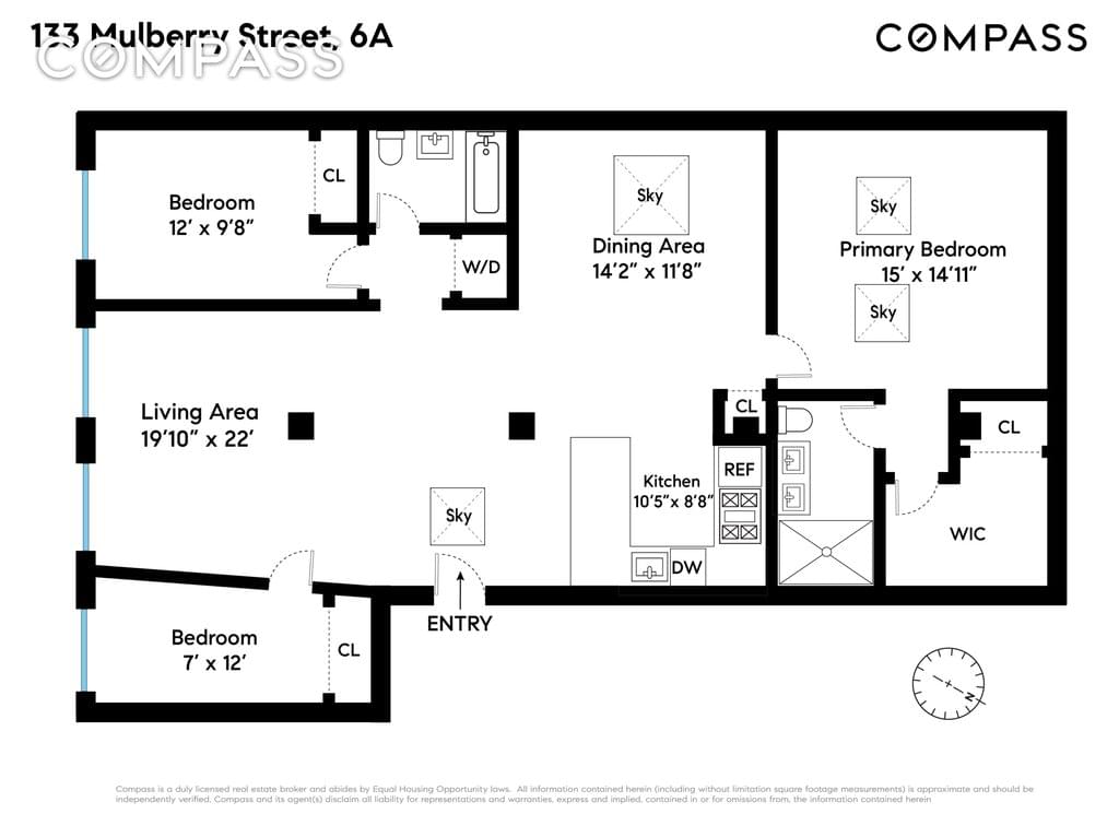Floor plan of 133 Mulberry Street #6A in Manhattan, New York, NY 10013