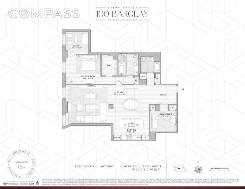 Floor plan of 100 Barclay Street #13S in Manhattan, New York, NY 10007