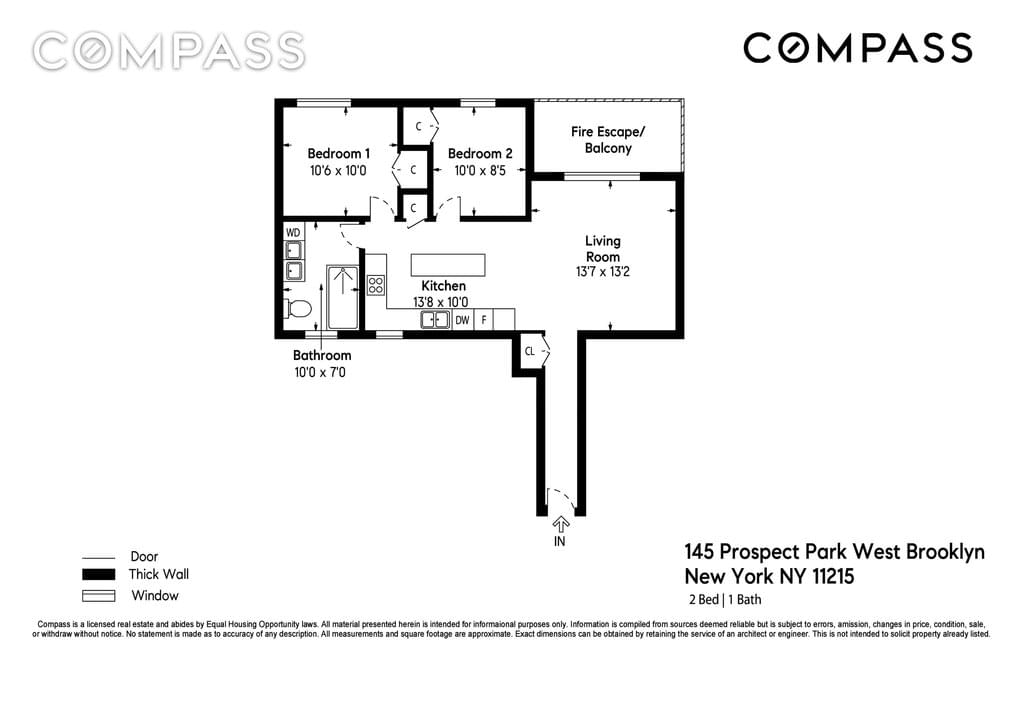 Floor plan of 145 Prospect Park West #2F in Brooklyn, BROOKLYN, NY 11215
