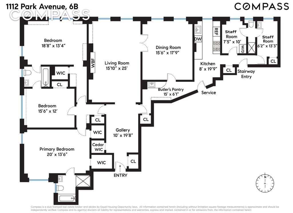 Floor plan of 1112 Park Avenue #6B in Manhattan, New York, NY 10128
