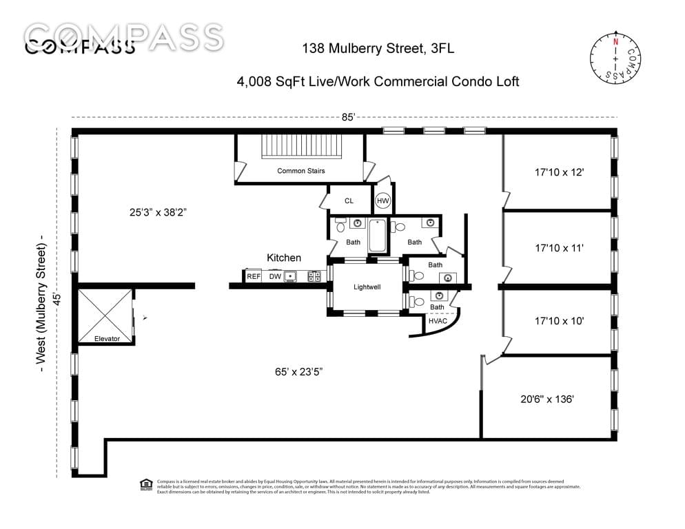 Floor plan of 132-138 Mulberry Street #3FLR in Manhattan, New York, NY 10013