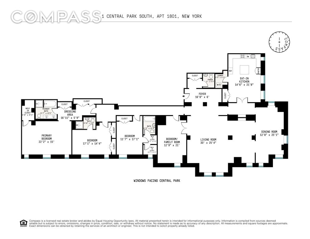 Floor plan of 1 Central Park South #1801 in Manhattan, New York, NY 10019