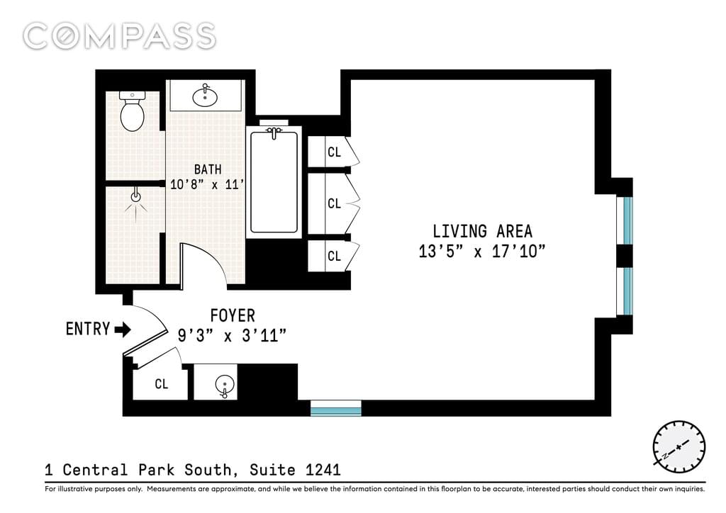 Floor plan of 1 Central Park South #1241 in Manhattan, New York, NY 10019