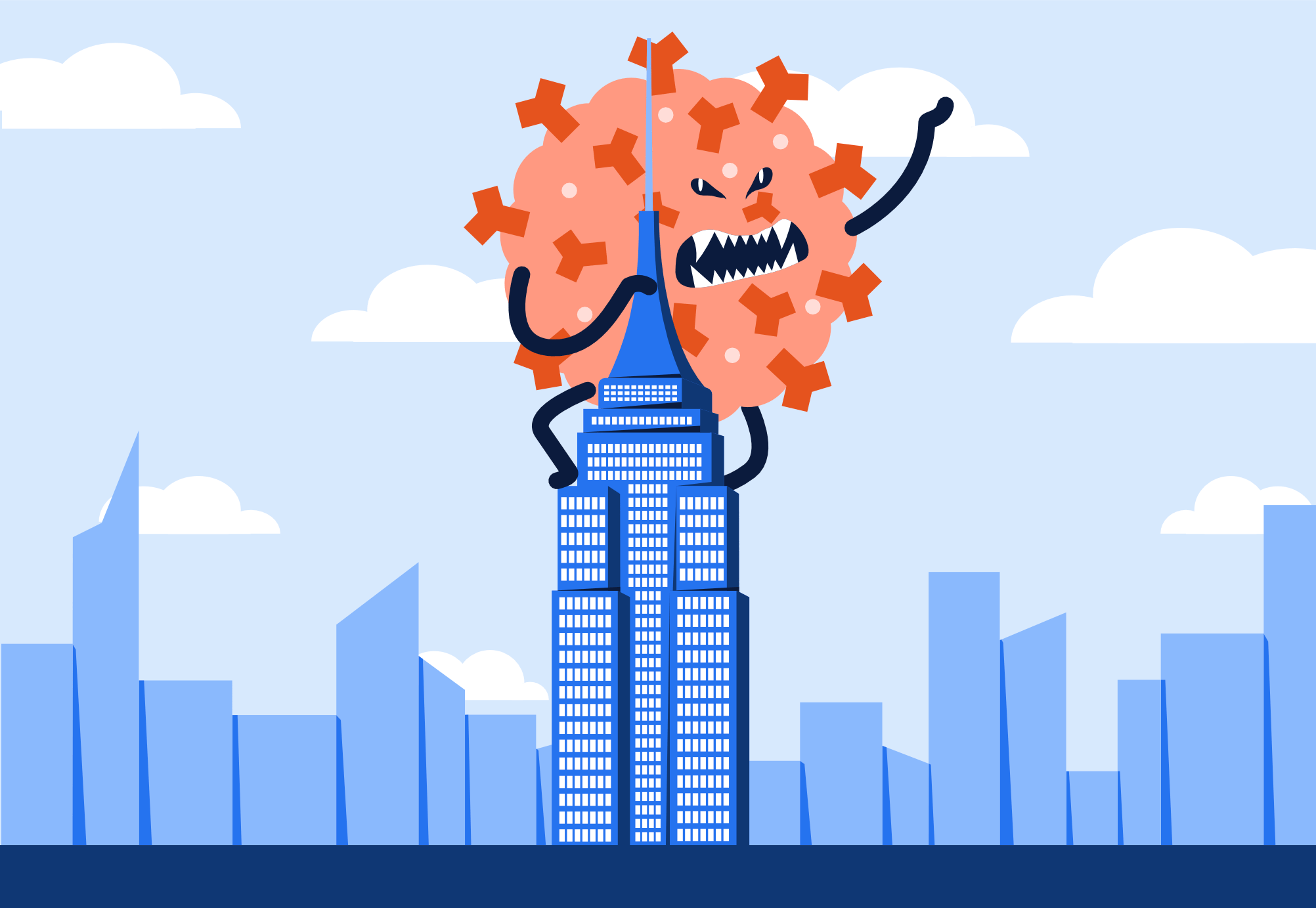 Coronavirus climbing the Empire State Building like King Kong