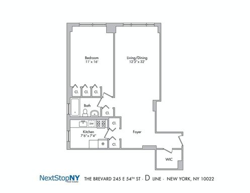 Floor plan image of 245 East 54th Street #29D in Manhattan, New York, NY, 10022