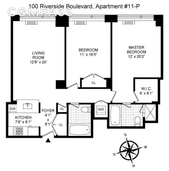 Floor plan of 100 Riverside Boulevard #11P in Manhattan, New York, NY 10069