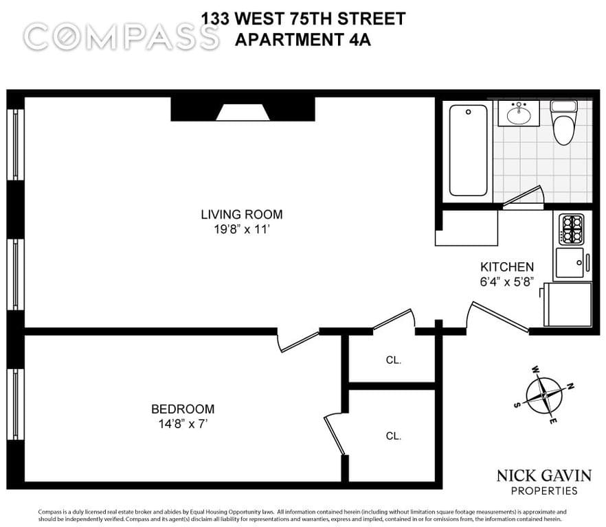 Floor plan of 133 West 75th Street #4A in Manhattan, New York, NY 10023