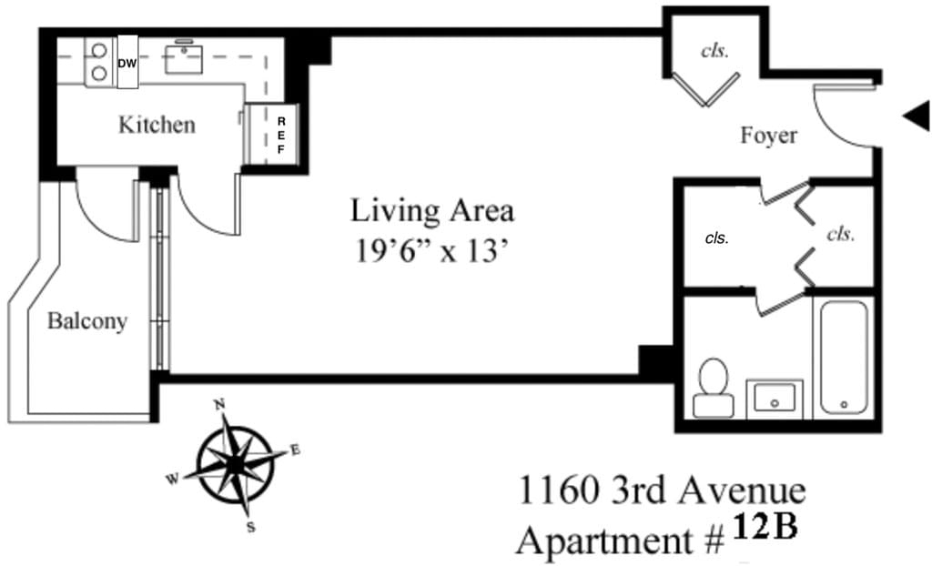 Floor plan of 1160 Third Avenue #12B in Manhattan, New York, NY 10065