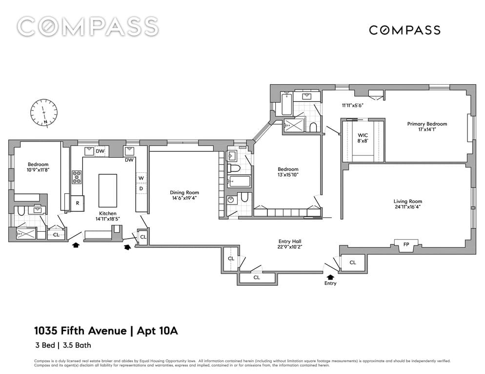 Floor plan of 1035 Fifth Avenue #10A in Manhattan, New York, NY 10028