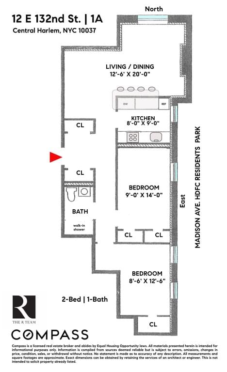 Floor plan of 12 East 132nd Street #1A in Manhattan, New York, NY 10037