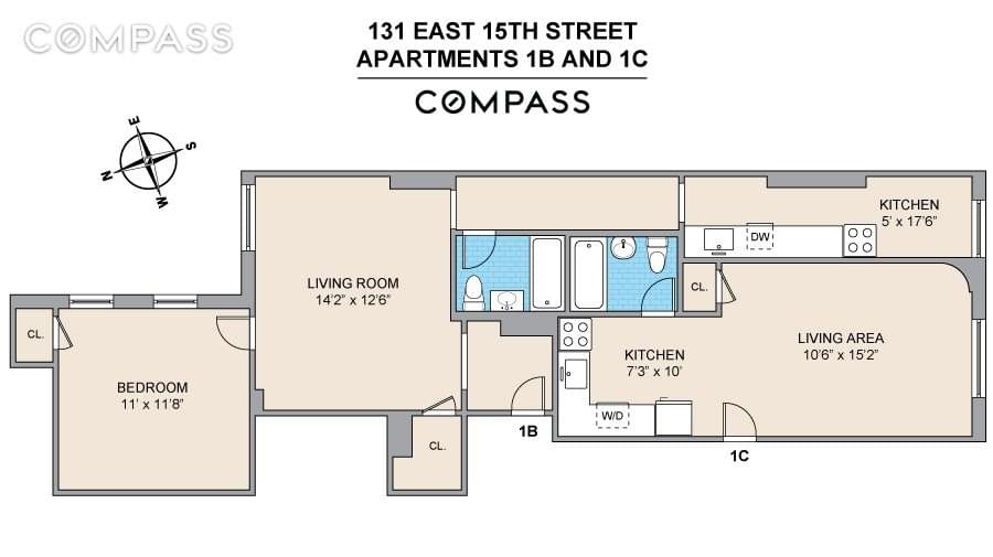 Floor plan of 131 East 15th Street #1BC in Manhattan, NEW YORK, NY 10003