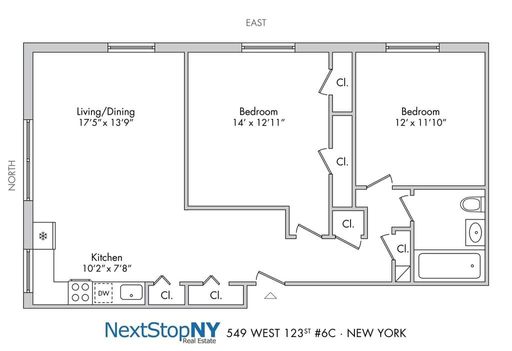 Floor plan image of 549 West 123rd Street #6C in Manhattan, NEW YORK, NY, 10027