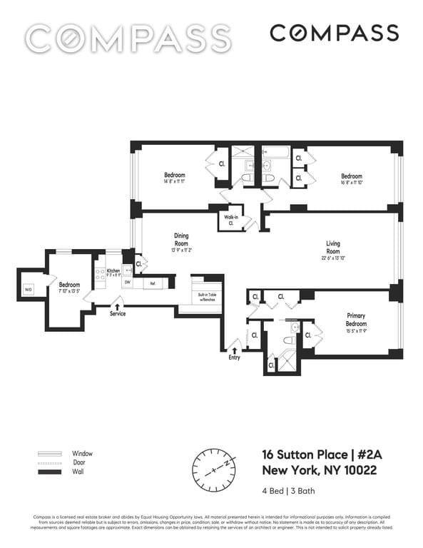 Floor plan of 16 Sutton Place #2A in Manhattan, New York, NY 10022