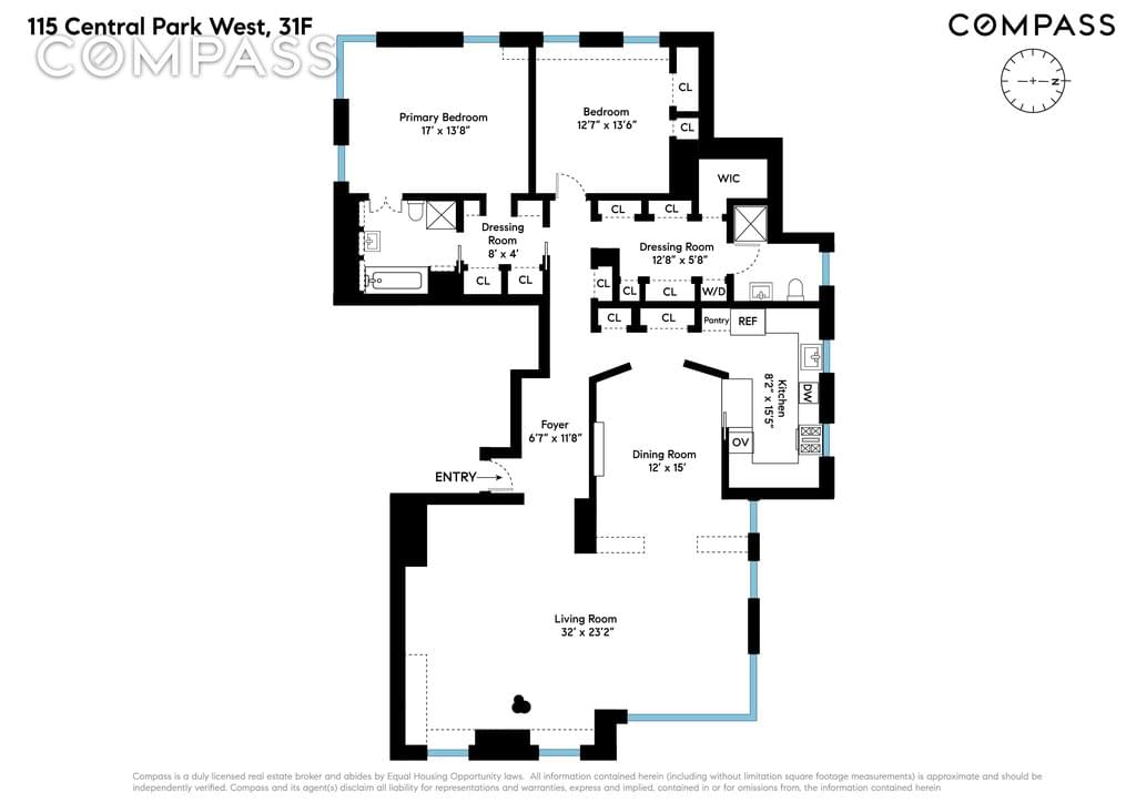 Floor plan of 115 Central Park West #31F in Manhattan, New York, NY 10023