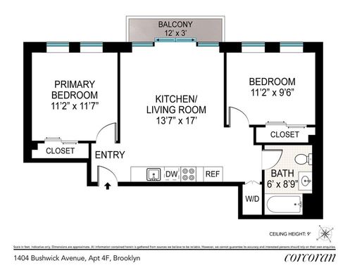 Floor plan image of 1404 Bushwick Avenue #4F in Brooklyn, NY, 11207