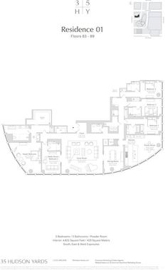 Floor plan image of 35 Hudson Yards #8301 in Manhattan, New York, NY, 10001