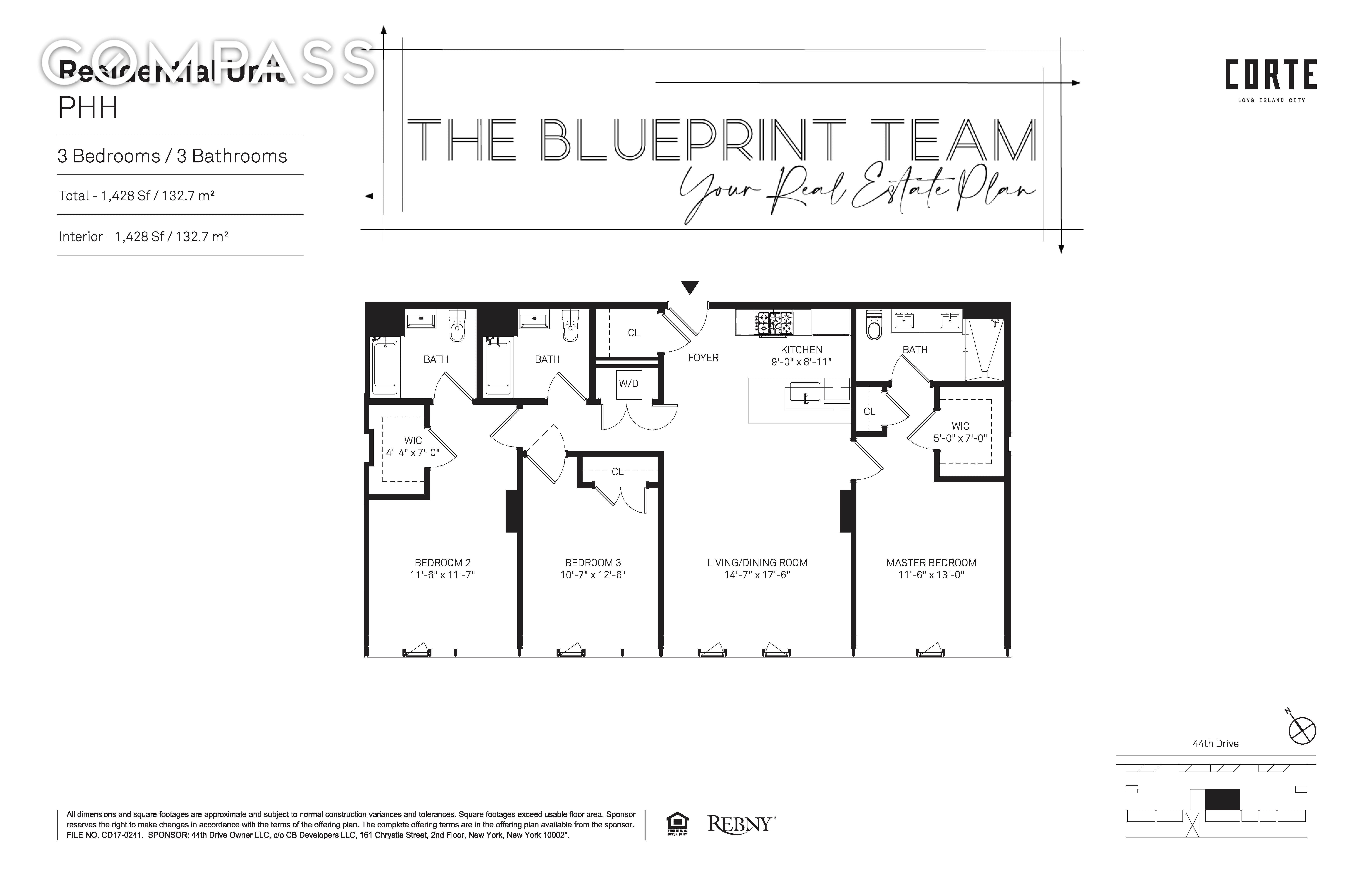 Floor plan of 21-30 44th Drive #PHH in Queens, Long Island City, NY 11101