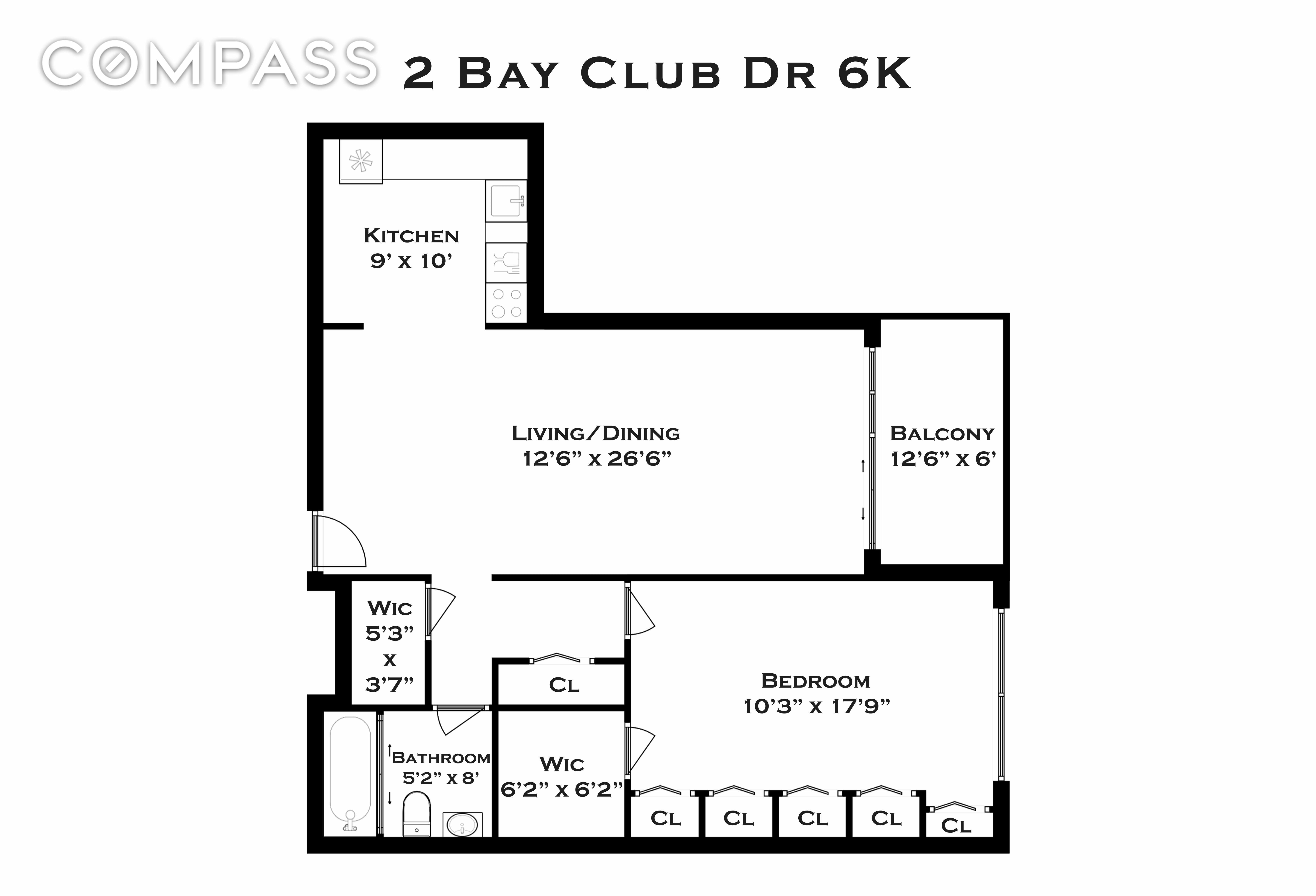Floor plan of 2 Bay Club Drive #6K in Queens, Bayside, NY 11360