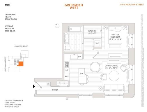 Floor plan image of 110 Charlton Street #19B in Manhattan, New York, NY, 10014